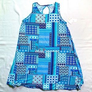 NWT Women’s Blue Multi-Pattern Summer Dress Size Large byBobbieBrooks